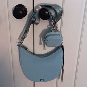 Paris Hilton Crossbody with Chain and Webbing Straps Baby Blue